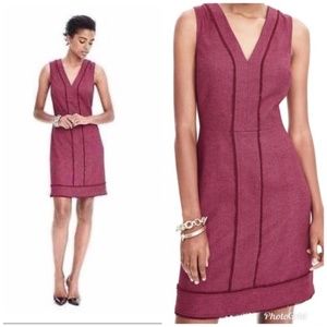 BANANA REPUBLIC Pink Herringbone Wool Fringe Dress